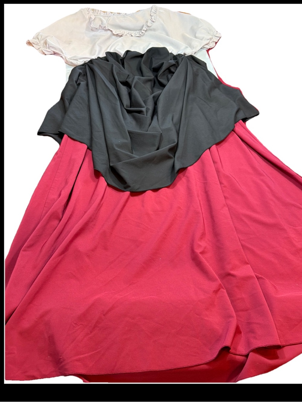 Burgundy Black Bustle Dress Ruffle Top S/S Renaissance Princess Wench Womens LG